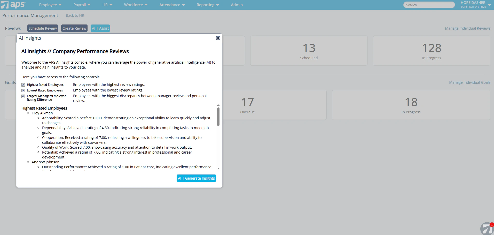 screenshot of APS Payroll